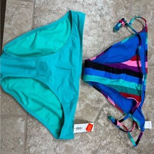 Old Navy Turquoise and Multicolor Bikini Set